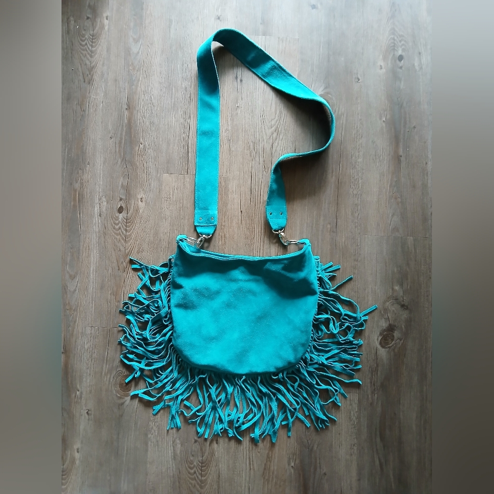 "Teal HoBo Fringe Bag"